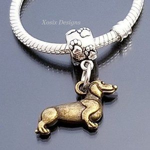 Dachshund ♥ Doxie Wiener Dog Paw Print Charm for Bracelet Bangle Necklace
